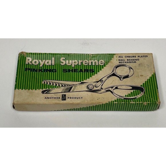Vintage Royal Supreme Pinking Shears Original Box Chrome Plated Ball Bearing - Picture 2 of 7